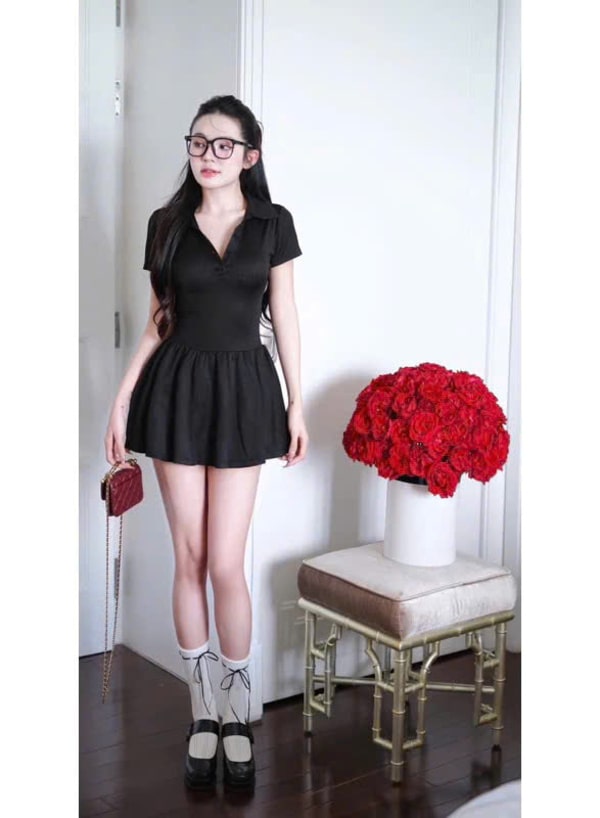 Sỉ Đầm Colyn Chuẩn Gu Basic với hai màu trắng và đen