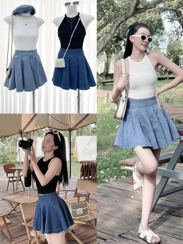 Chân Váy Jean Xếp Li Colin mang đến vẻ ngoài đơn giản nhưng vẫn đầy phong cách