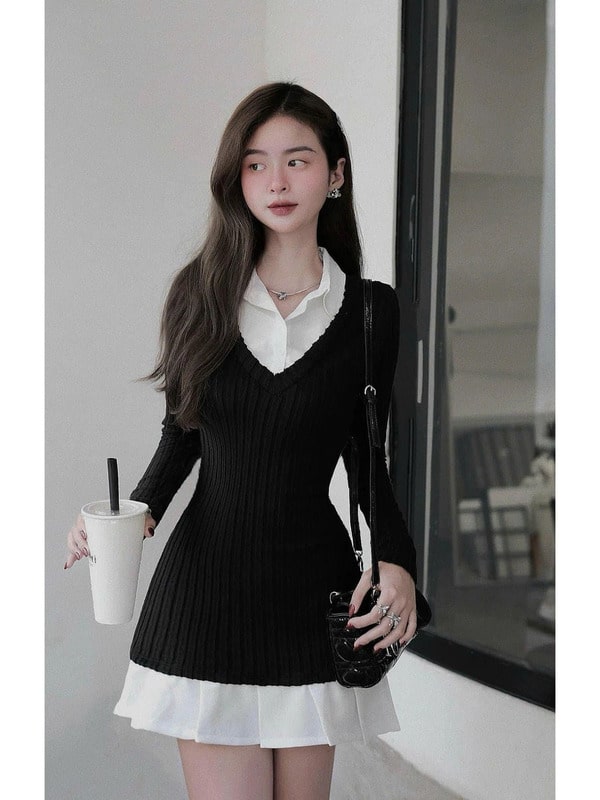 Đầm body len phối cổ Colin tạo điểm nhấn nổi bật