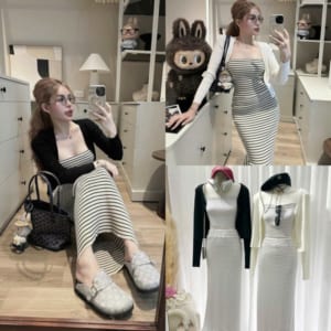 Áo Khoác Cardigan Colyn Hai Màu Trắng Đen