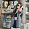 Set Blazer Ngắn Tay Chấm Bi Colyn – 2 Màu Đen và Xám - Ảnh 3