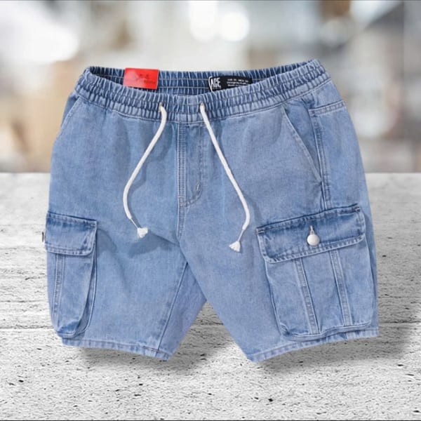 Chuyên sỉ quần short jean túi hộp lưng thun ACE - Ảnh 7