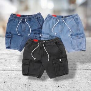 Chuyên sỉ quần short jean túi hộp lưng thun ACE