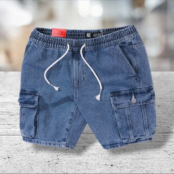 Chuyên sỉ quần short jean túi hộp lưng thun ACE - Ảnh 6