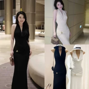 Maxi dáng dài ánh kim cổ đổ đi tiệc sang chảnh Colyn