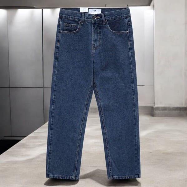 Quần jean baggy BTM không co giãn xanh đậm - Hình ảnh 2
