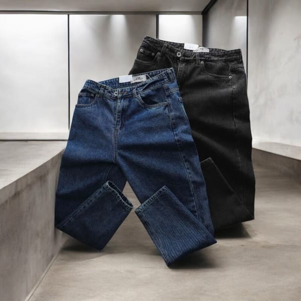 Quần jean baggy BTM không co giãn xanh đậm - Hình ảnh 5