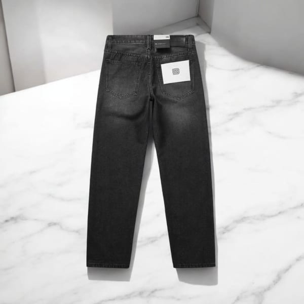 Quần jean Lembox xám đậm ống suông không co giãn - Ảnh 6