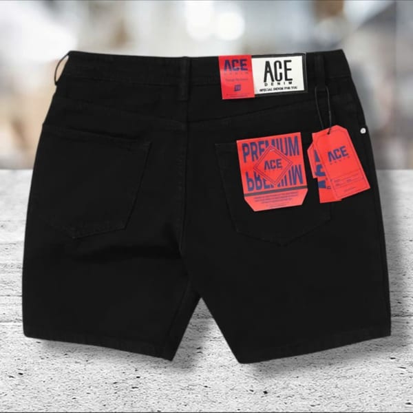 Quần short jean ACE trên gối - Ảnh 4