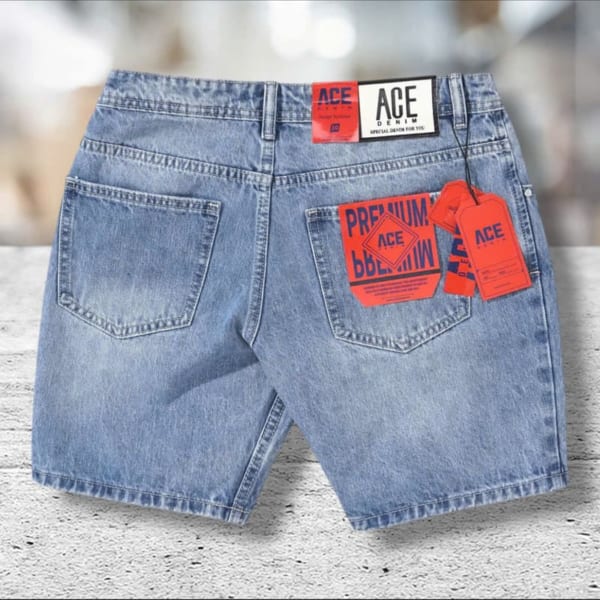 Quần short jean ACE trên gối - Ảnh 5