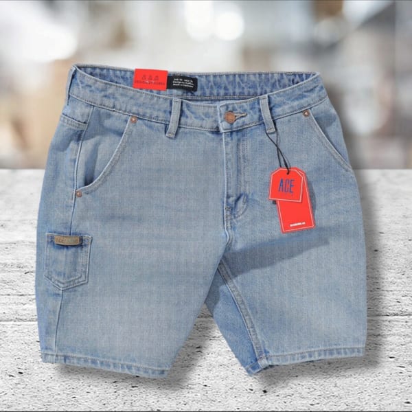 Quần short jean ace cotton không giãn - Hình ảnh 4